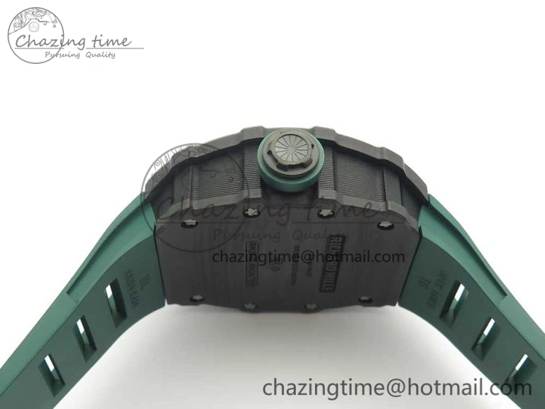 RM035-02 Forge Carbon Caseback Titanium Case KVF Best Edition Skeleton Dial Green on Green Rubber Strap MIYOTA8215