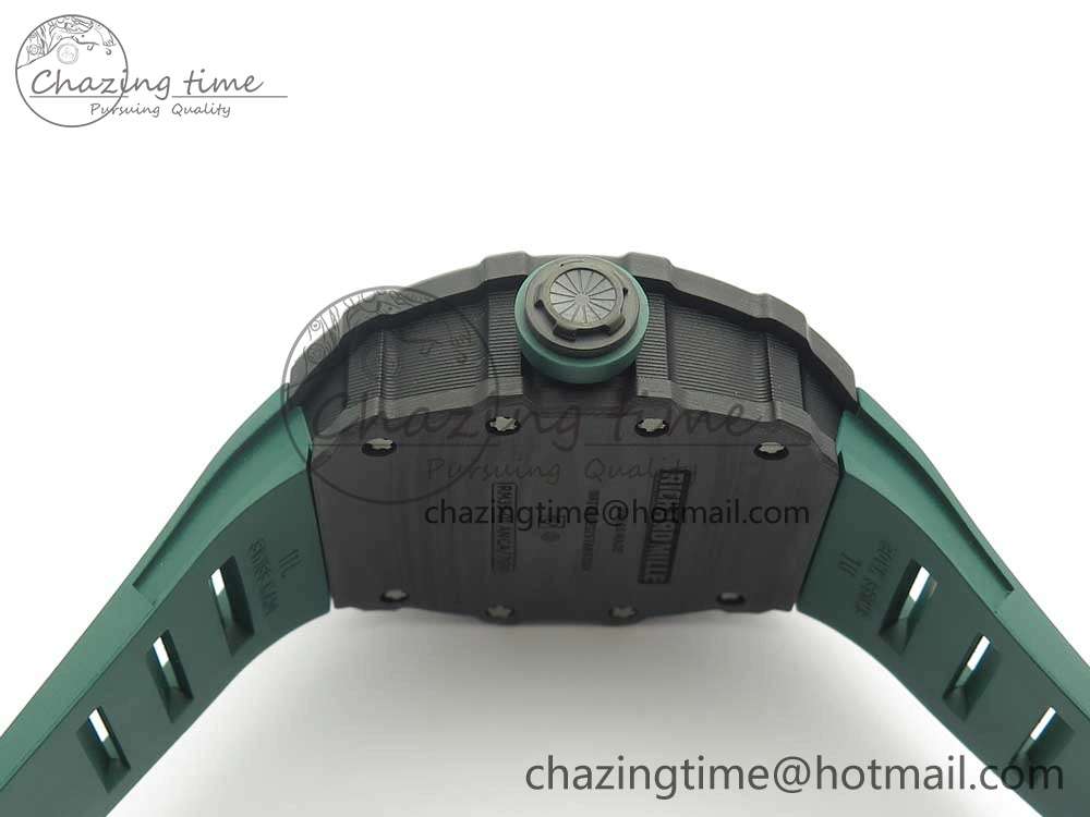 RM035-02 Forge Carbon Caseback Titanium Case KVF Best Edition Skeleton Dial Green on Green Rubber Strap MIYOTA8215