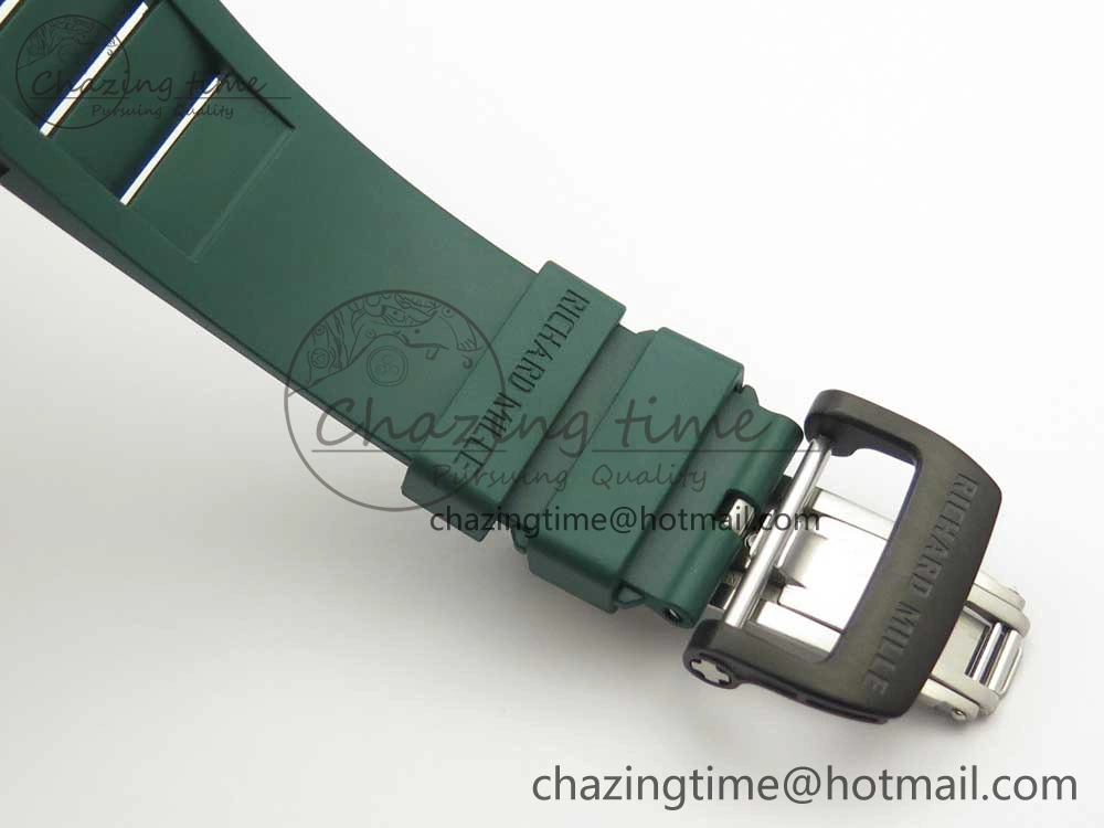 RM035-02 Forge Carbon Caseback Titanium Case KVF Best Edition Skeleton Dial Green on Green Rubber Strap MIYOTA8215