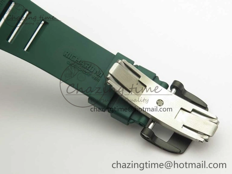 RM035-02 Forge Carbon Caseback Titanium Case KVF Best Edition Skeleton Dial Green on Green Rubber Strap MIYOTA8215