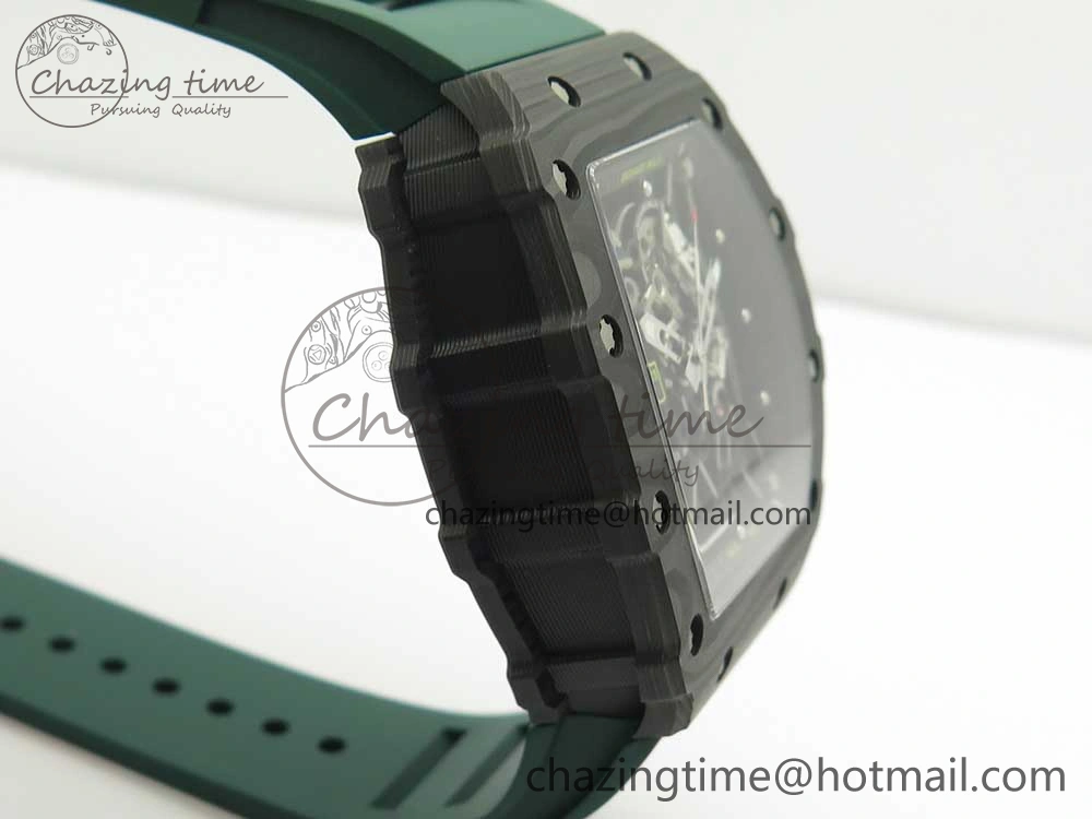 RM035-02 Forge Carbon Caseback Titanium Case KVF Best Edition Skeleton Dial Green on Green Rubber Strap MIYOTA8215