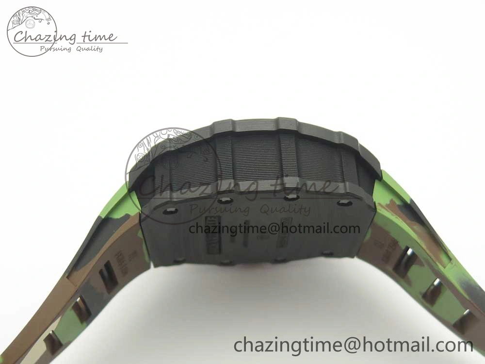 RM035-02 Forge Carbon Caseback Titanium Case KVF Best Edition Skeleton Dial Red on Camo Rubber Strap MIYOTA8215