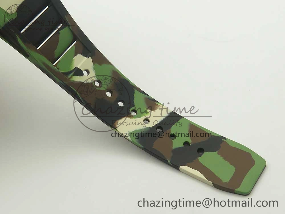 RM035-02 Forge Carbon Caseback Titanium Case KVF Best Edition Skeleton Dial Red on Camo Rubber Strap MIYOTA8215