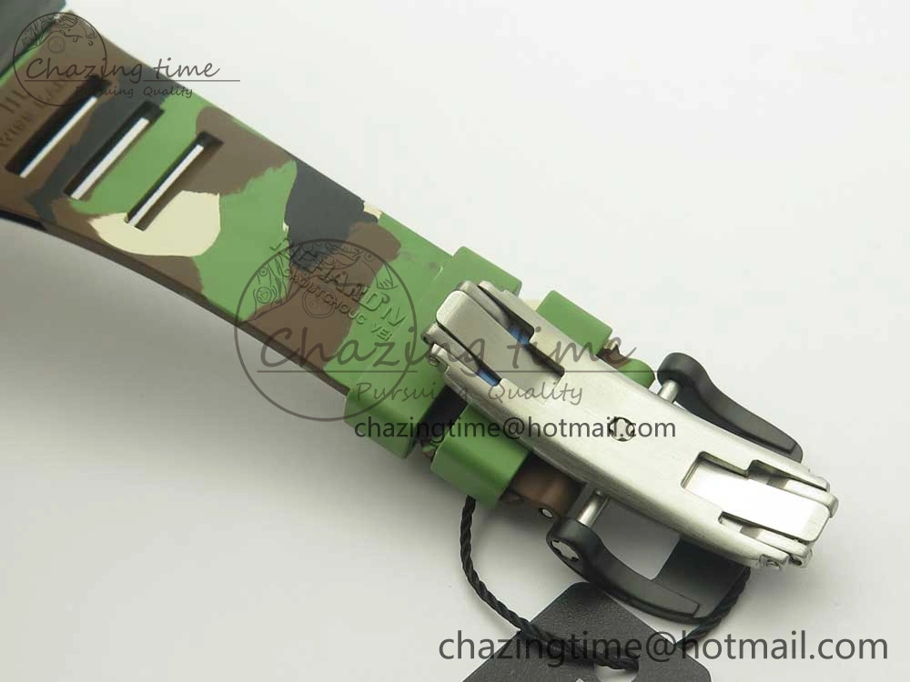 RM035-02 Forge Carbon Caseback Titanium Case KVF Best Edition Skeleton Dial Red on Camo Rubber Strap MIYOTA8215