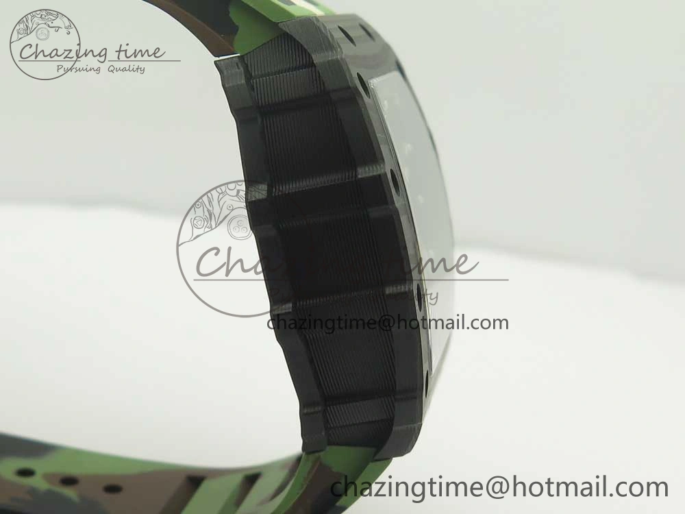RM035-02 Forge Carbon Caseback Titanium Case KVF Best Edition Skeleton Dial Red on Camo Rubber Strap MIYOTA8215