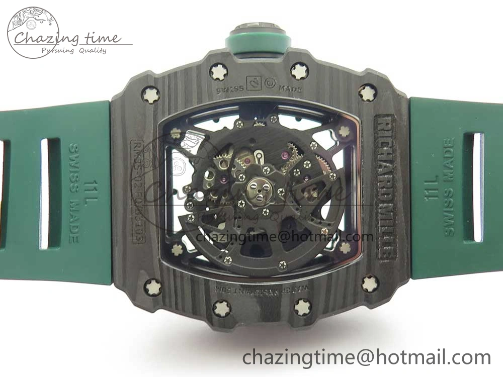RM035-02 Forge Carbon Titanium Case KVF Best Edition Skeleton Dial Green on Green Rubber Strap MIYOTA8215
