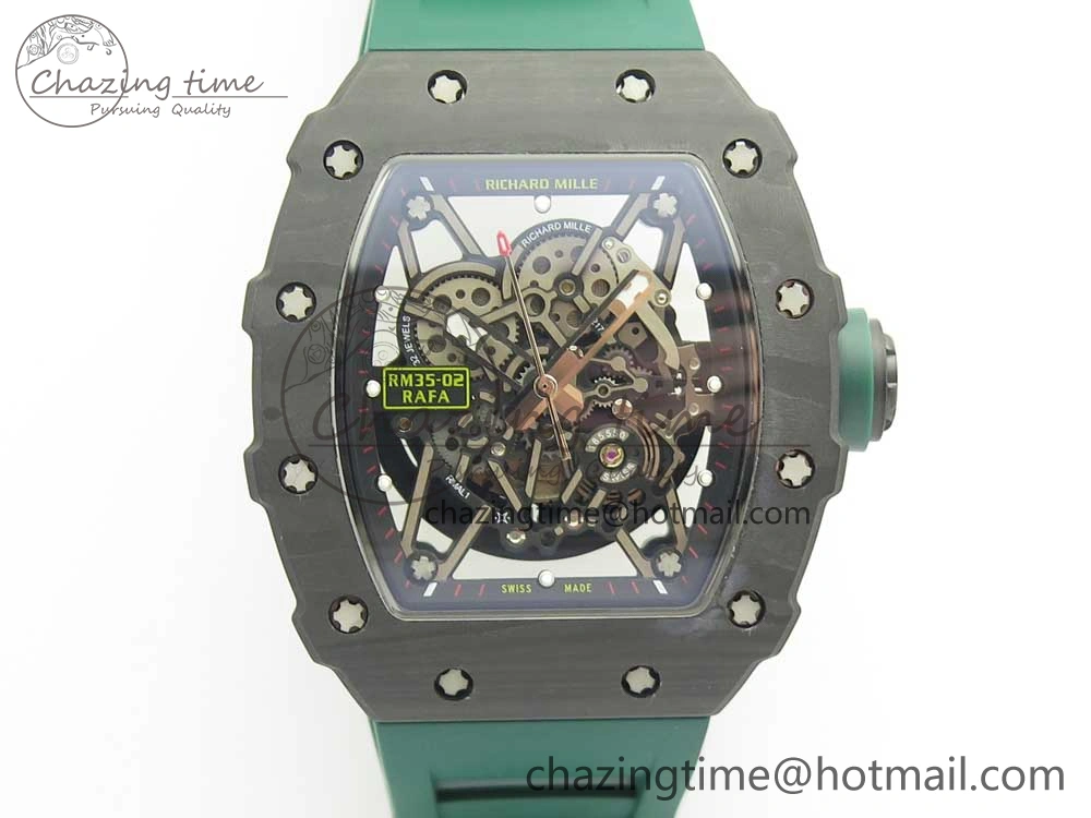 RM035-02 Forge Carbon Titanium Case KVF Best Edition Skeleton Dial Green on Green Rubber Strap MIYOTA8215