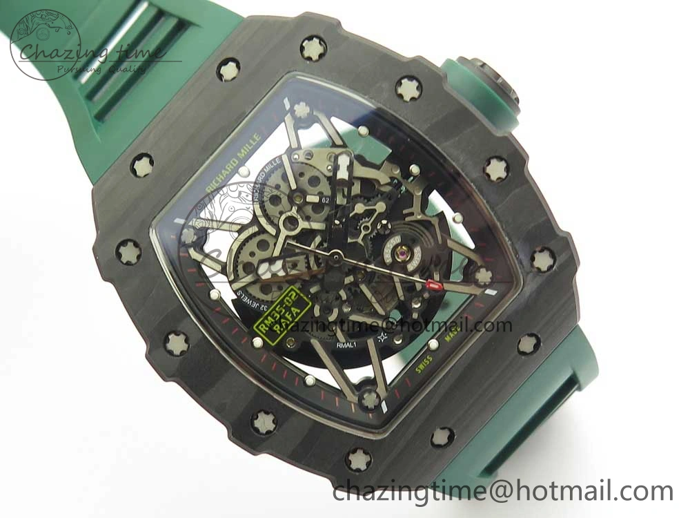 RM035-02 Forge Carbon Titanium Case KVF Best Edition Skeleton Dial Green on Green Rubber Strap MIYOTA8215
