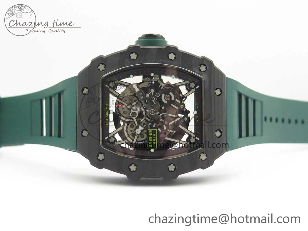 RM035-02 Forge Carbon Titanium Case KVF Best Edition Skeleton Dial Green on Green Rubber Strap MIYOTA8215