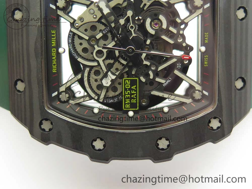 RM035-02 Forge Carbon Titanium Case KVF Best Edition Skeleton Dial Green on Green Rubber Strap MIYOTA8215
