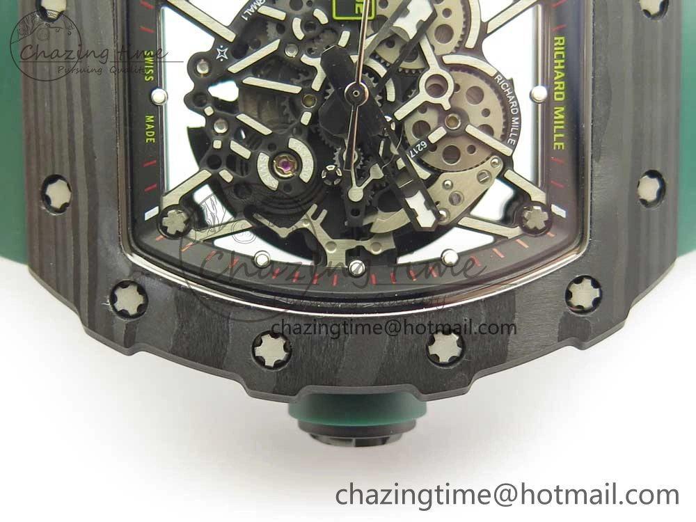 RM035-02 Forge Carbon Titanium Case KVF Best Edition Skeleton Dial Green on Green Rubber Strap MIYOTA8215