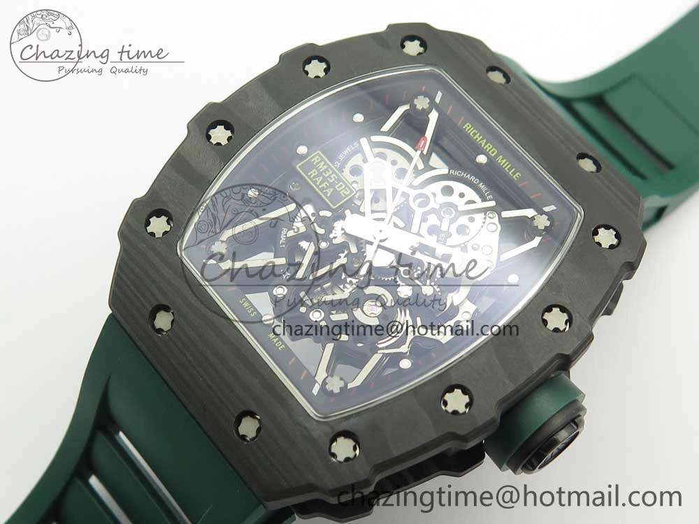 RM035-02 Forge Carbon Titanium Case KVF Best Edition Skeleton Dial Green on Green Rubber Strap MIYOTA8215
