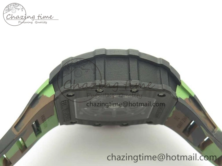 RM035-02 Forge Carbon Titanium Case KVF Best Edition Skeleton Dial Red on Camo Rubber Strap MIYOTA8215