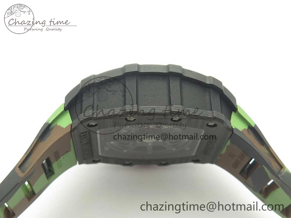 RM035-02 Forge Carbon Titanium Case KVF Best Edition Skeleton Dial Red on Camo Rubber Strap MIYOTA8215