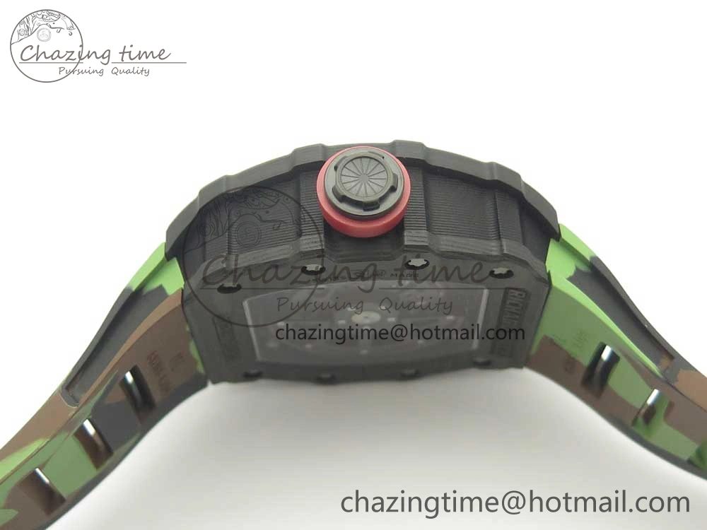 RM035-02 Forge Carbon Titanium Case KVF Best Edition Skeleton Dial Red on Camo Rubber Strap MIYOTA8215
