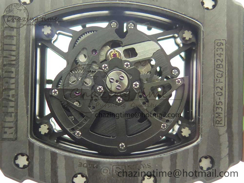 RM035-02 Forge Carbon Titanium Case KVF Best Edition Skeleton Dial Red on Camo Rubber Strap MIYOTA8215