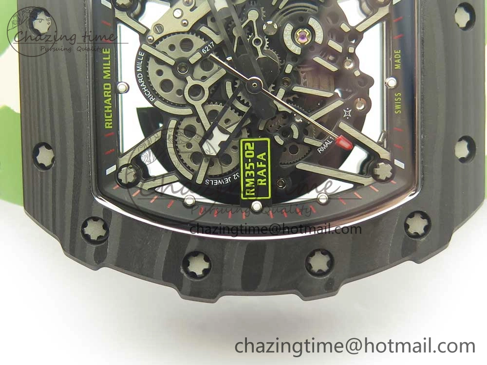 RM035-02 Forge Carbon Titanium Case KVF Best Edition Skeleton Dial Red on Camo Rubber Strap MIYOTA8215