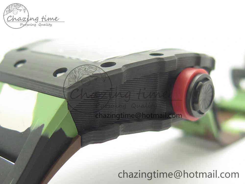 RM035-02 Forge Carbon Titanium Case KVF Best Edition Skeleton Dial Red on Camo Rubber Strap MIYOTA8215