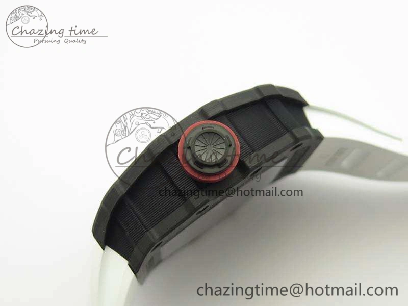RM035-02 Forged Carbon Case KVF Best Edition Skeleton Dial On White Rubber Strap MIYOTA8215 V2