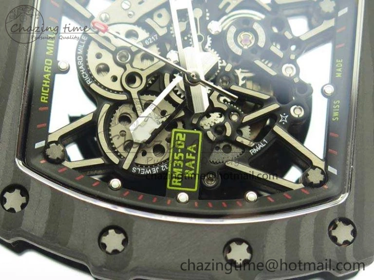 RM035-02 Forged Carbon Case KVF Best Edition Skeleton Dial On White Rubber Strap MIYOTA8215 V2