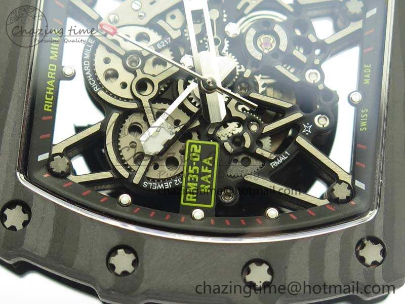 RM035-02 Forged Carbon Case KVF Best Edition Skeleton Dial On White Rubber Strap MIYOTA8215 V2