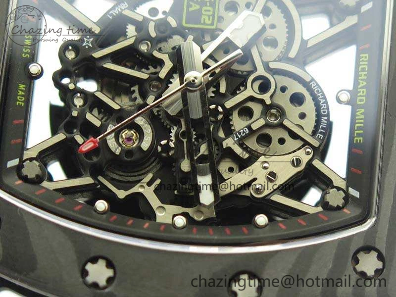 RM035-02 Forged Carbon Case KVF Best Edition Skeleton Dial On White Rubber Strap MIYOTA8215 V2
