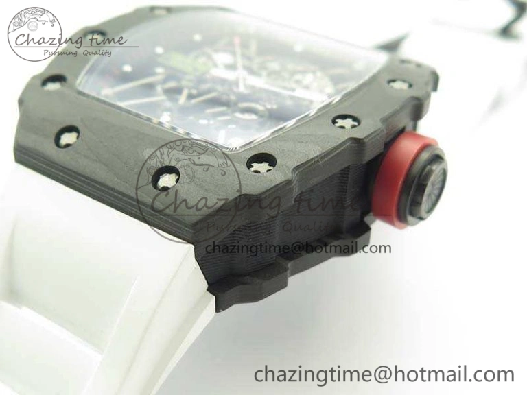 RM035-02 Forged Carbon Case KVF Best Edition Skeleton Dial On White Rubber Strap MIYOTA8215 V2