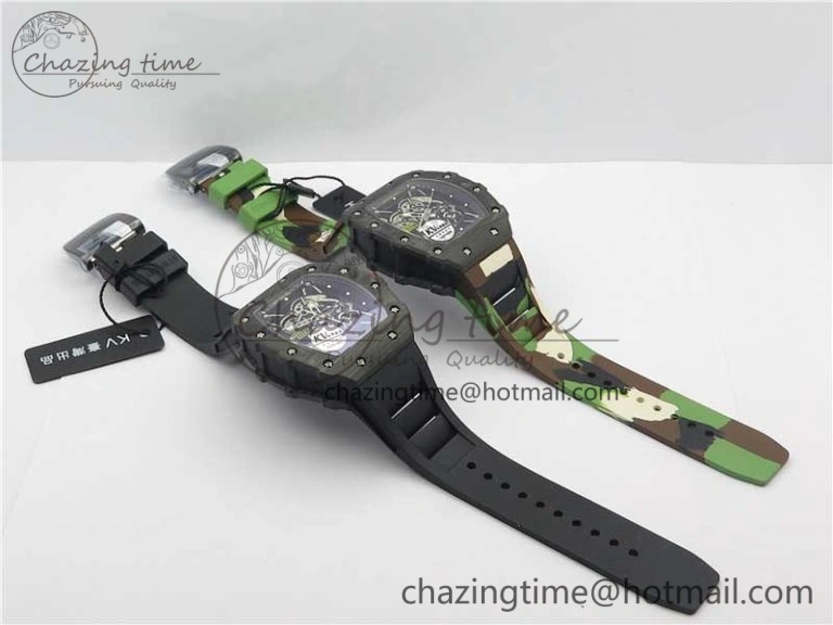 RM035-02 KVF Best Edition Solid Caseback Skeleton Dial Red on Rubber Strap MIYOTA8215 V3