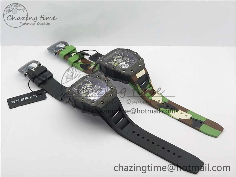 RM035-02 KVF Best Edition Solid Caseback Skeleton Dial Red on Rubber Strap MIYOTA8215 V3