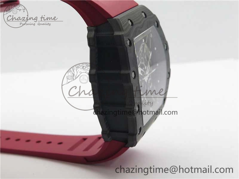 RM035-02 KVF Best Edition Solid Caseback Skeleton Dial Red on Rubber Strap MIYOTA8215 V3