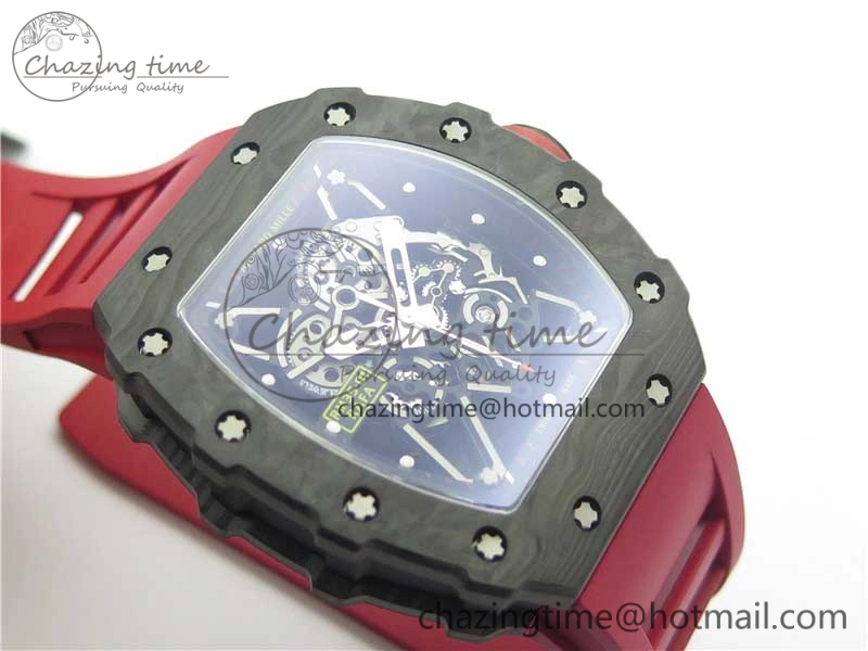 RM035-02 KVF Best Edition Solid Caseback Skeleton Dial Red on Rubber Strap MIYOTA8215 V3