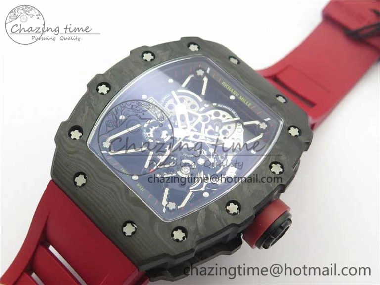RM035-02 KVF Best Edition Solid Caseback Skeleton Dial Red on Rubber Strap MIYOTA8215 V3