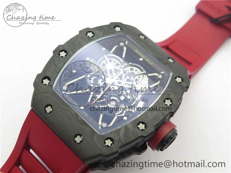 RM035-02 KVF Best Edition Solid Caseback Skeleton Dial Red on Rubber Strap MIYOTA8215 V3