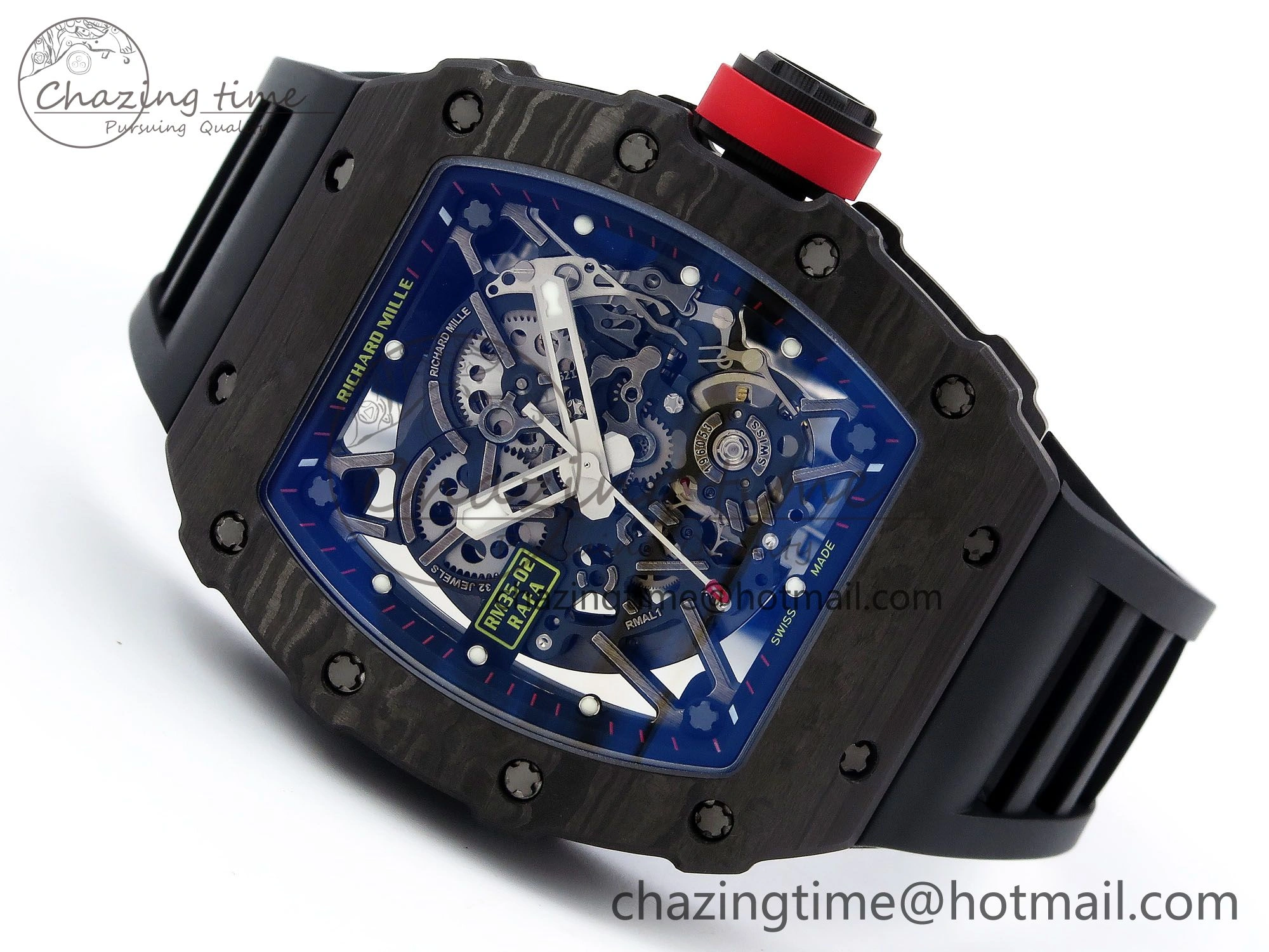RM035-02 NTPT ZF 1:1 Best Edition Skeleton Dial on Black Rubber Strap RMAL1 Super Clone V6