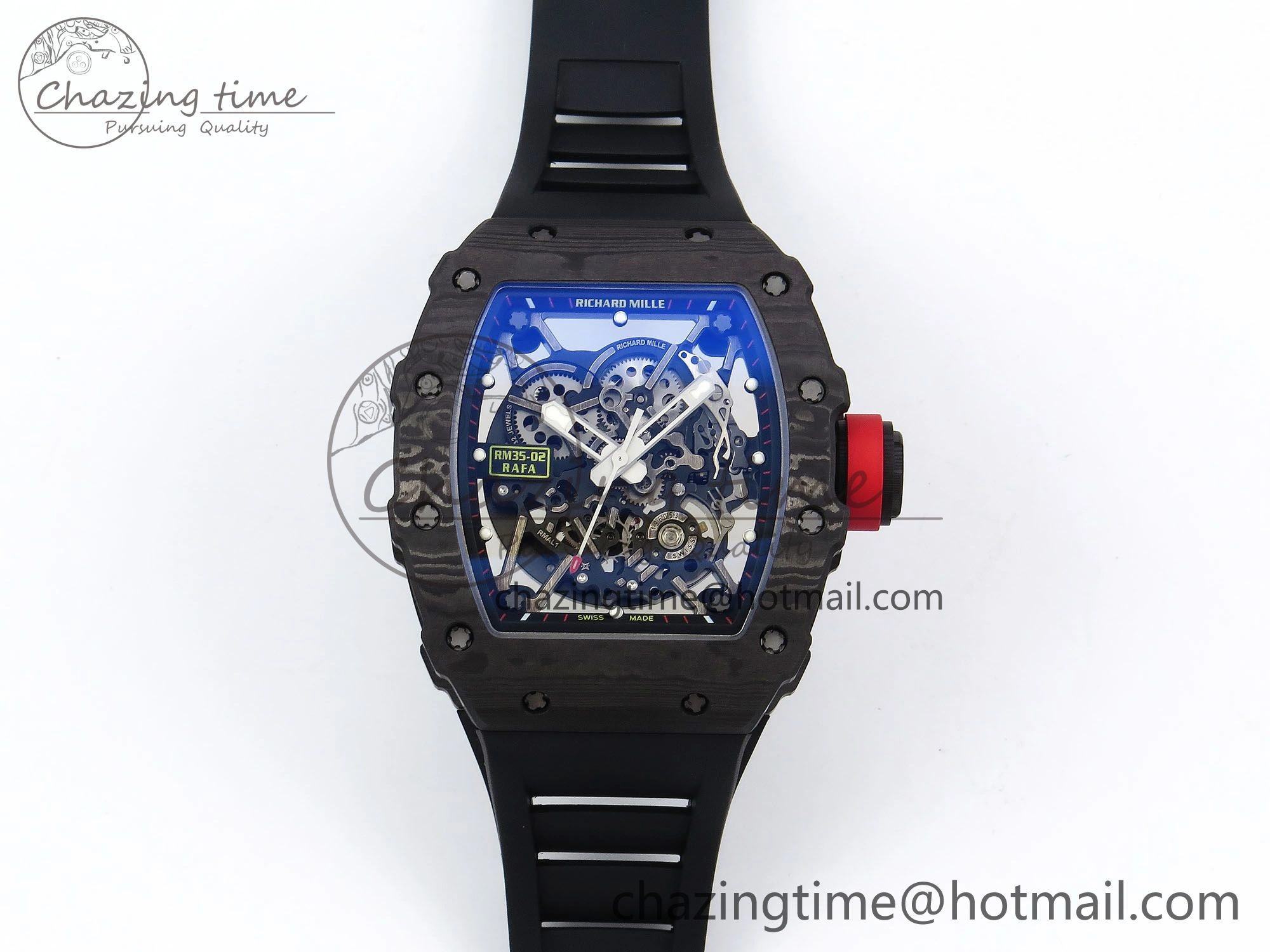 RM035-02 NTPT ZF 1:1 Best Edition Skeleton Dial on Black Rubber Strap RMAL1 Super Clone V6