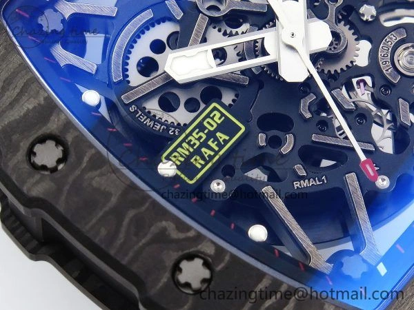 RM035-02 NTPT ZF 1:1 Best Edition Skeleton Dial on Red Rubber Strap RMAL1 Super Clone V6