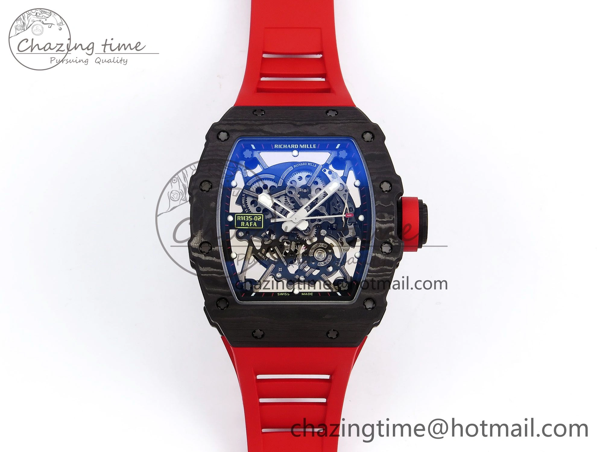 RM035-02 NTPT ZF 1:1 Best Edition Skeleton Dial on Red Rubber Strap RMAL1 Super Clone V6