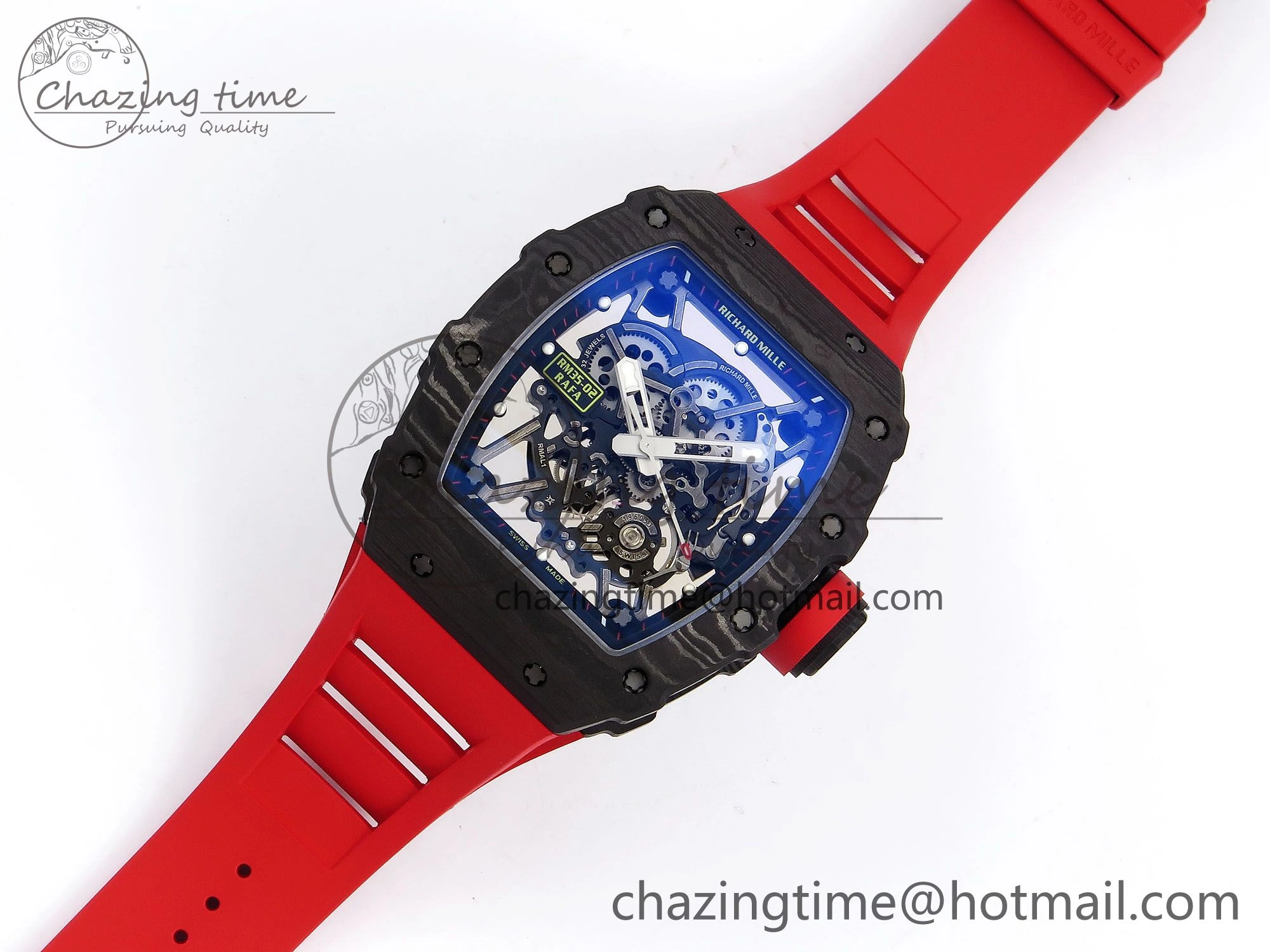 RM035-02 NTPT ZF 1:1 Best Edition Skeleton Dial on Red Rubber Strap RMAL1 Super Clone V6