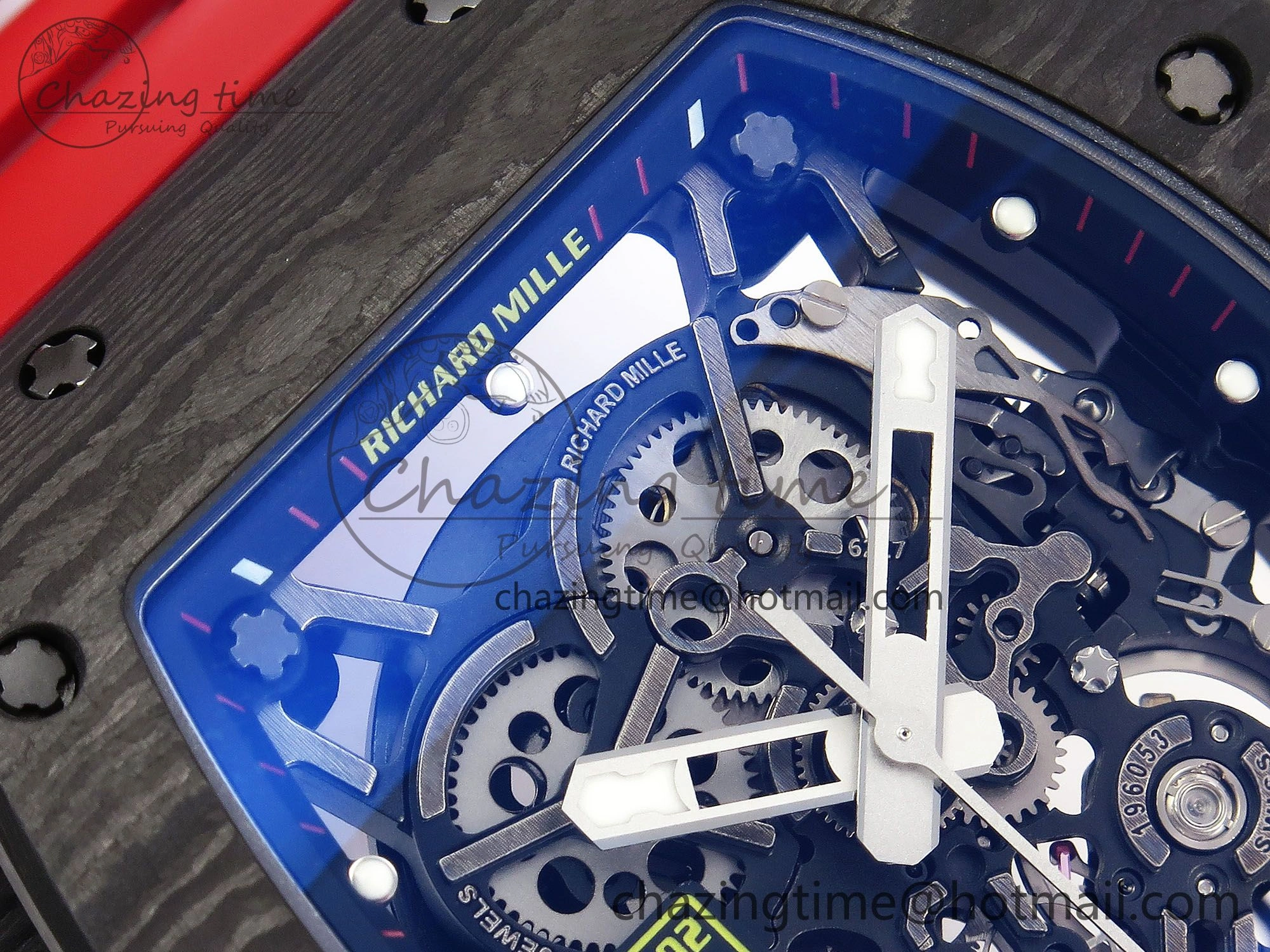 RM035-02 NTPT ZF 1:1 Best Edition Skeleton Dial on Red Rubber Strap RMAL1 Super Clone V6