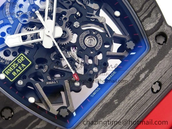RM035-02 NTPT ZF 1:1 Best Edition Skeleton Dial on Red Rubber Strap RMAL1 Super Clone V6