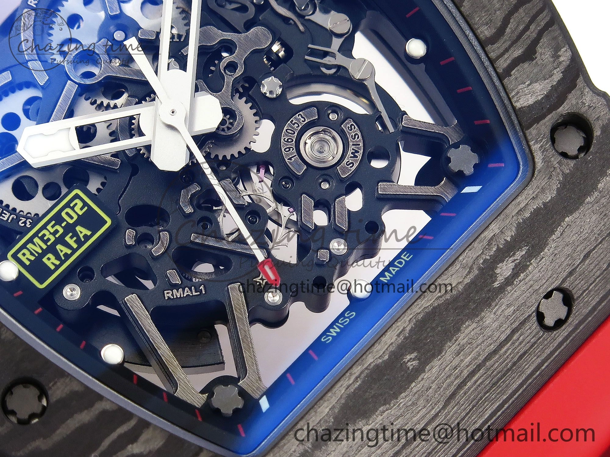 RM035-02 NTPT ZF 1:1 Best Edition Skeleton Dial on Red Rubber Strap RMAL1 Super Clone V6