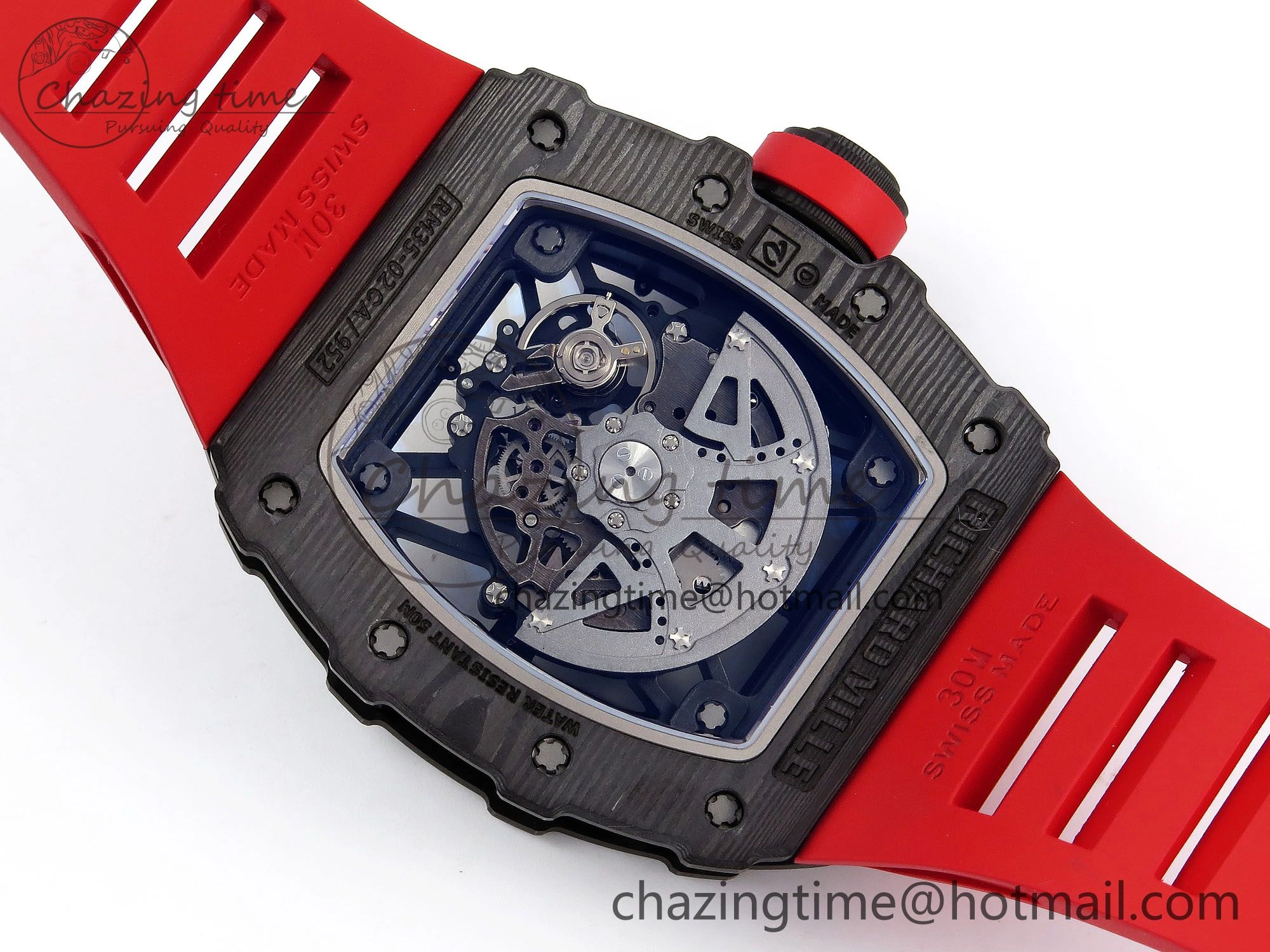 RM035-02 NTPT ZF 1:1 Best Edition Skeleton Dial on Red Rubber Strap RMAL1 Super Clone V6