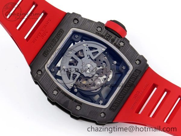 RM035-02 NTPT ZF 1:1 Best Edition Skeleton Dial on Red Rubber Strap RMAL1 Super Clone V6