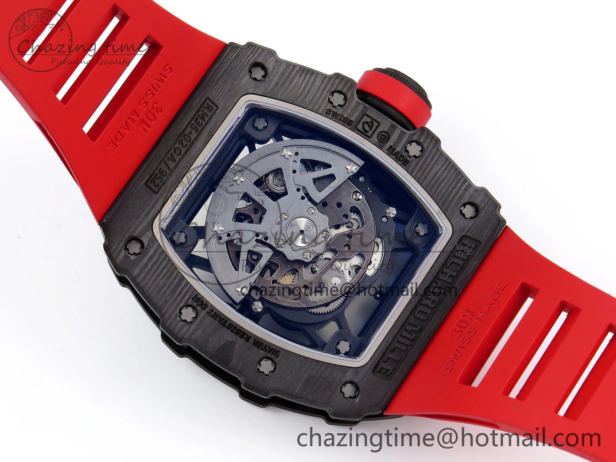 RM035-02 NTPT ZF 1:1 Best Edition Skeleton Dial on Red Rubber Strap RMAL1 Super Clone V6