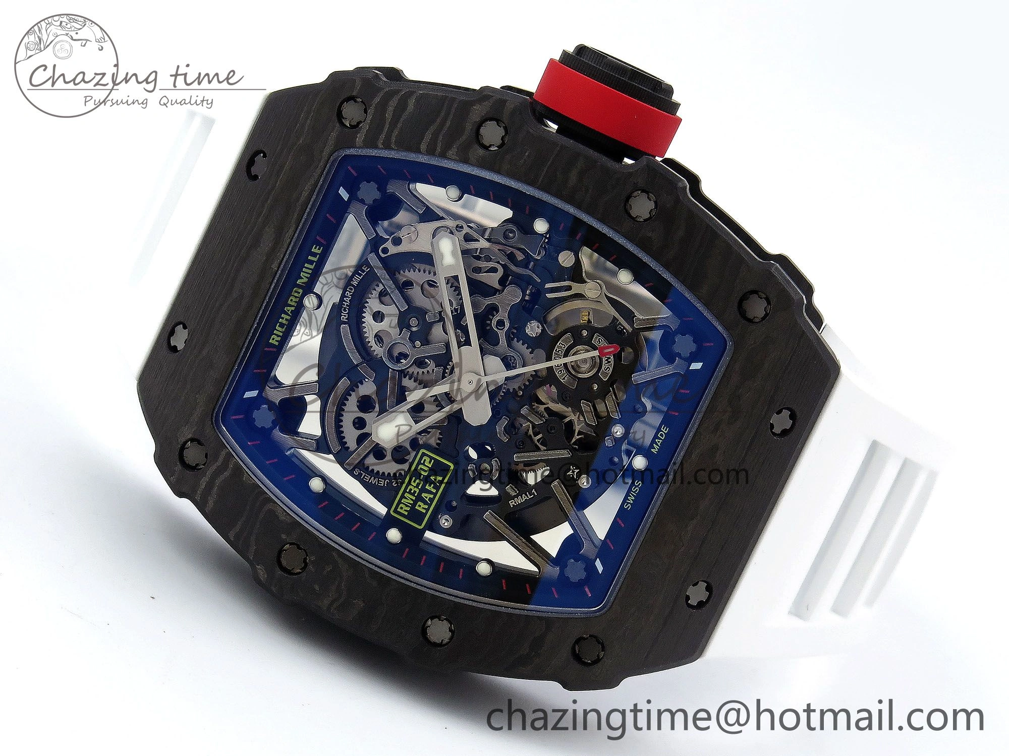RM035-02 NTPT ZF 1:1 Best Edition Skeleton Dial on White Rubber Strap RMAL1 Super Clone V6