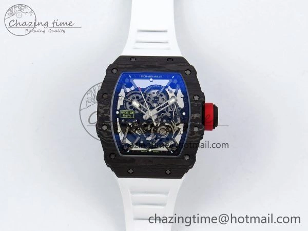 RM035-02 NTPT ZF 1:1 Best Edition Skeleton Dial on White Rubber Strap RMAL1 Super Clone V6