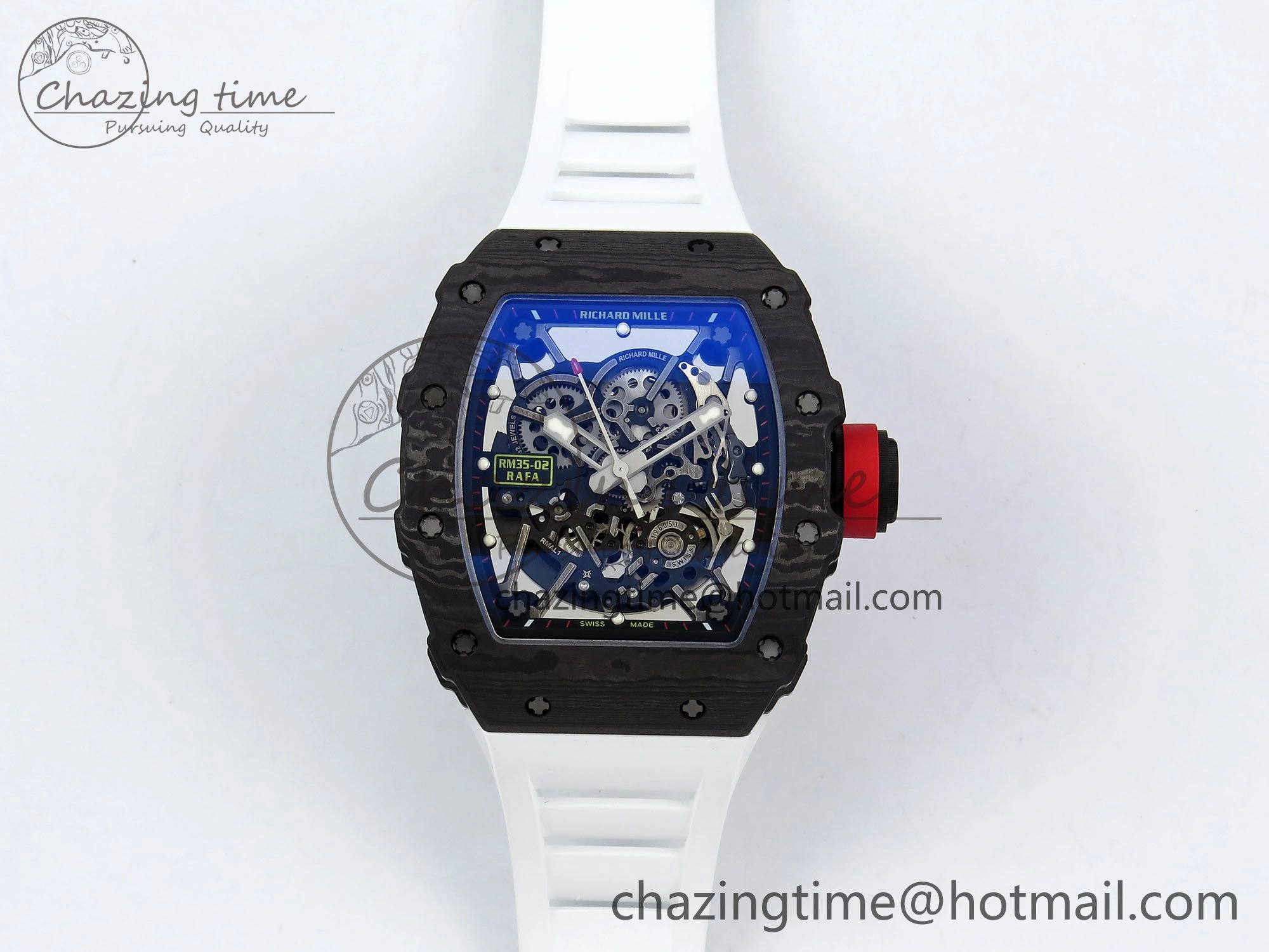 RM035-02 NTPT ZF 1:1 Best Edition Skeleton Dial on White Rubber Strap RMAL1 Super Clone V6