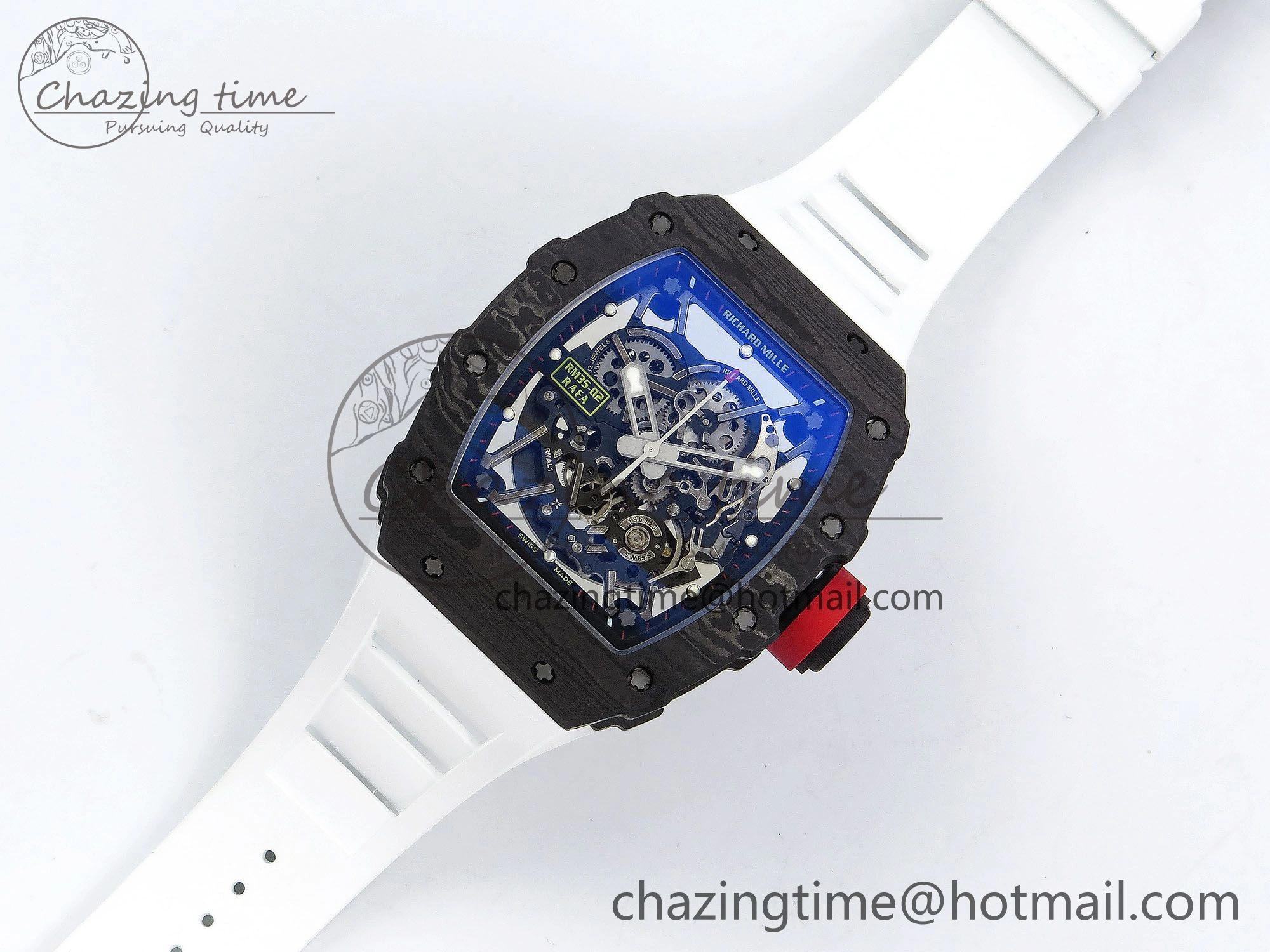 RM035-02 NTPT ZF 1:1 Best Edition Skeleton Dial on White Rubber Strap RMAL1 Super Clone V6