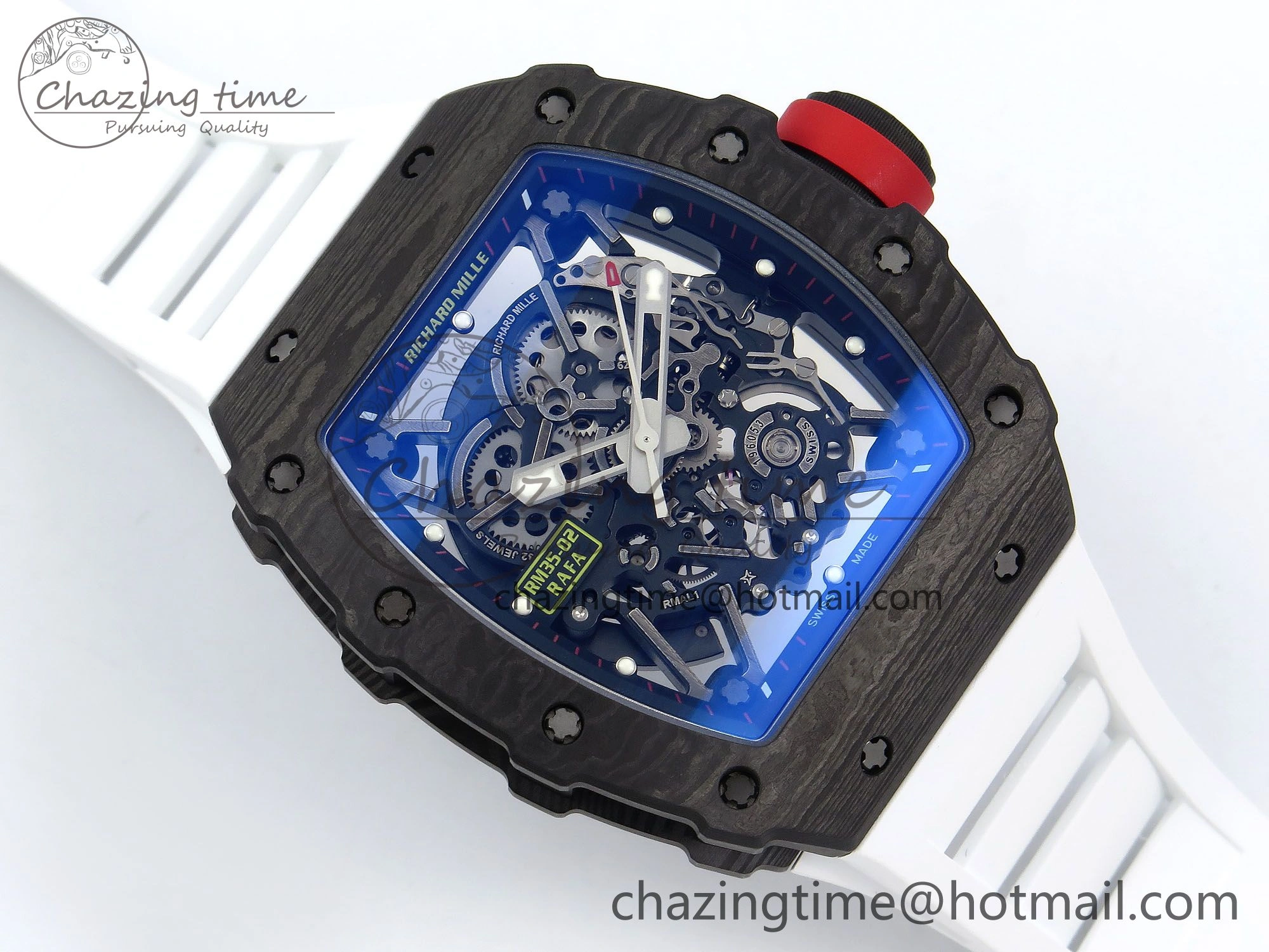 RM035-02 NTPT ZF 1:1 Best Edition Skeleton Dial on White Rubber Strap RMAL1 Super Clone V6