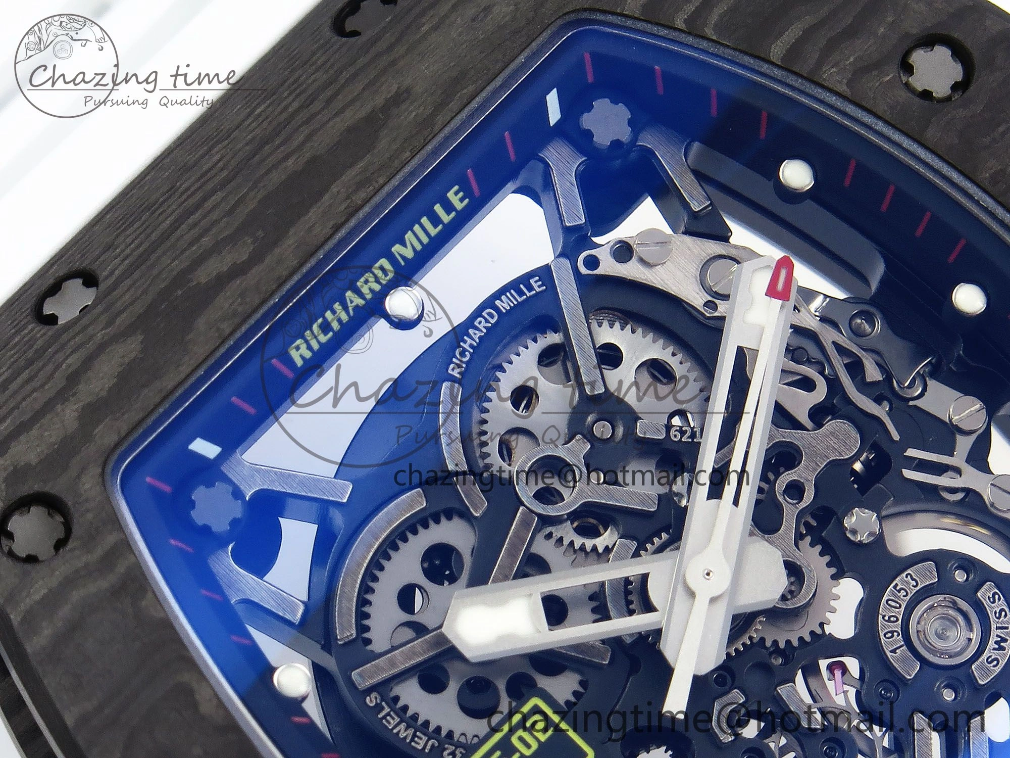 RM035-02 NTPT ZF 1:1 Best Edition Skeleton Dial on White Rubber Strap RMAL1 Super Clone V6